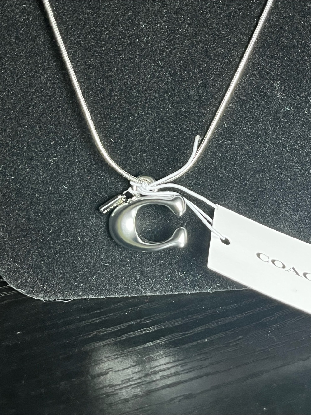 Coach Silver C Pendant Charm NWT